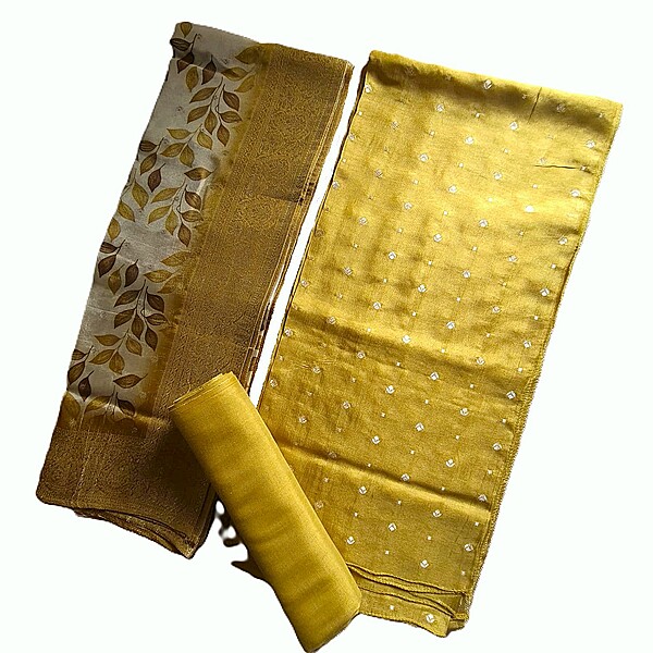 Matarangi Olive Green Silk Banarasi Salwar Material