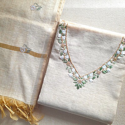 Matarangi Beige Khadi Silk Cotton Salwar Material