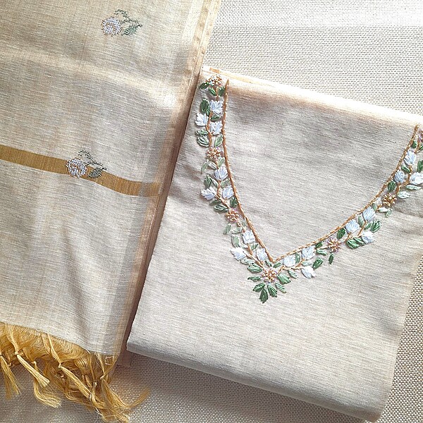 Matarangi Beige Khadi Silk Cotton Salwar Material