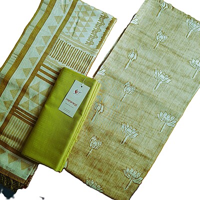 Matarangi Olive Green Tussar Salwar Material