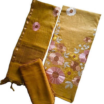 Matarangi Green Chanderi Embroidered Salwar Material