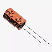 1000uF 25V Radial Electrolytic Capacitor - Through Hole Package