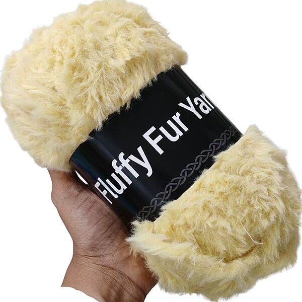 Fluffy Fur Yarn 85 Yellow Tan Fluffy Fur Yarn 85 Yellow Tan
