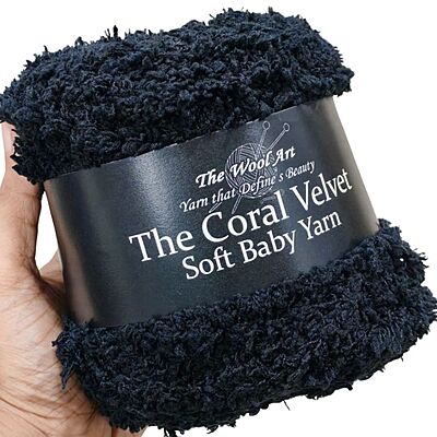Coral Velvet Soft Baby Yarn 126 Black 100gm
