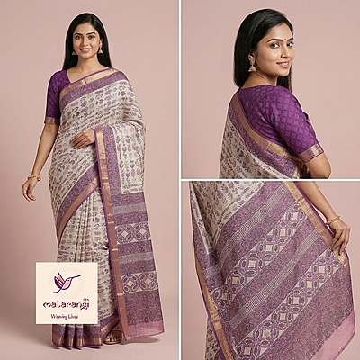 Matarangi Lavendar Malai Cotton Saree
