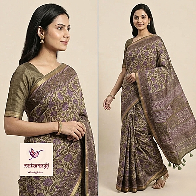Matarangi Green Malai Cotton Saree