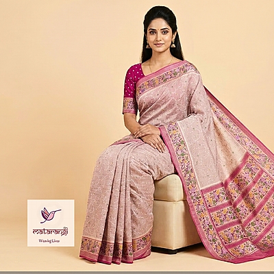 Matarangi Pastel Mauve Chinon Crepe Silk Meena Jaal Saree Matarangi Pastel Mauve Chinon Crepe Silk Meena Jaal Saree