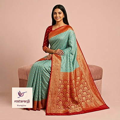 Matarangi Turquise Blue Khaddi Georgette Saree