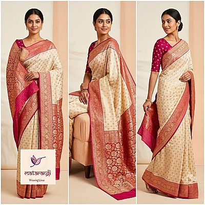 Matarangi Cream Kaddi Georgette Saree