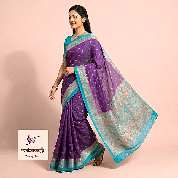 Matarangi Violet Kaddi Jute Banarasi Saree