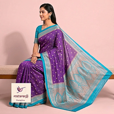 Matarangi Violet Kaddi Jute Banarasi Saree