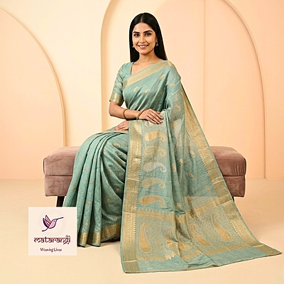 Matarangi Sage Blue Viscose Carry Self Saree Matarangi Sage Blue Viscose Carry Self Saree