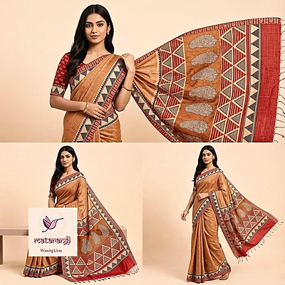 Matarangi Mustard Blended Tussar Saree