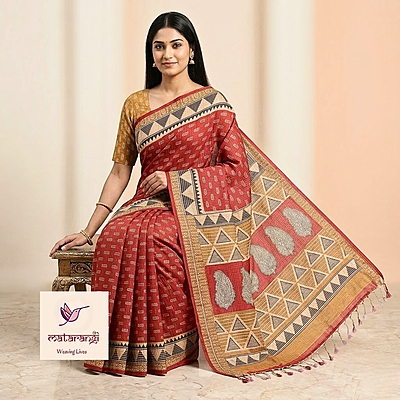 Matarangi Red Blended Tussar Saree
