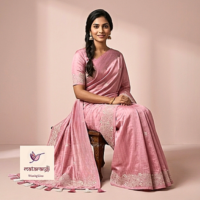Matarangi Pastel Pink Jute Silk Saree Matarangi Pastel Pink Jute Silk Saree