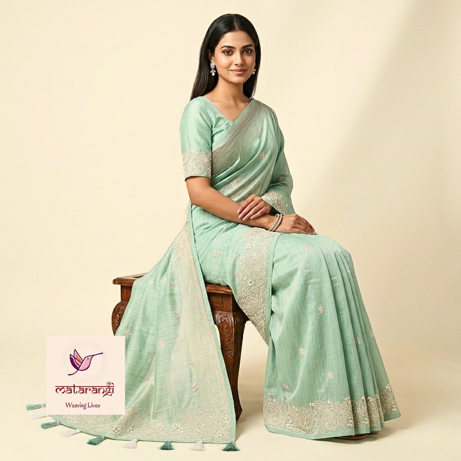 Matarangi Turquoise Blue Jute Silk Saree