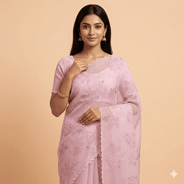 Matarangi Lavendar Kota Embriodered Saree