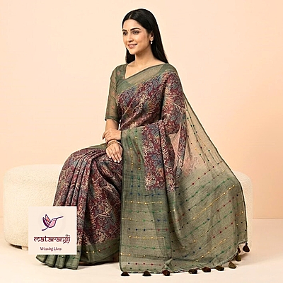 Matarangi Green Chanderi French Knot Saree