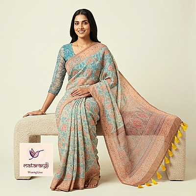 Matarangi Brown Chanderi French Knot Saree