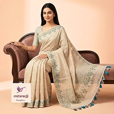 Matarangi Golden Brown Hand Crafted Silk Cotton Saree