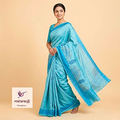 Matarangi Blue Desi Tussar Saree