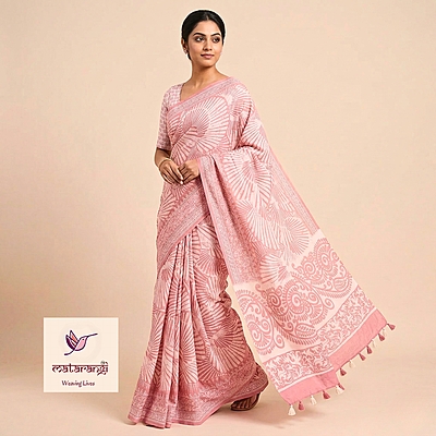 Matarangi Pink Linen Silk Saree
