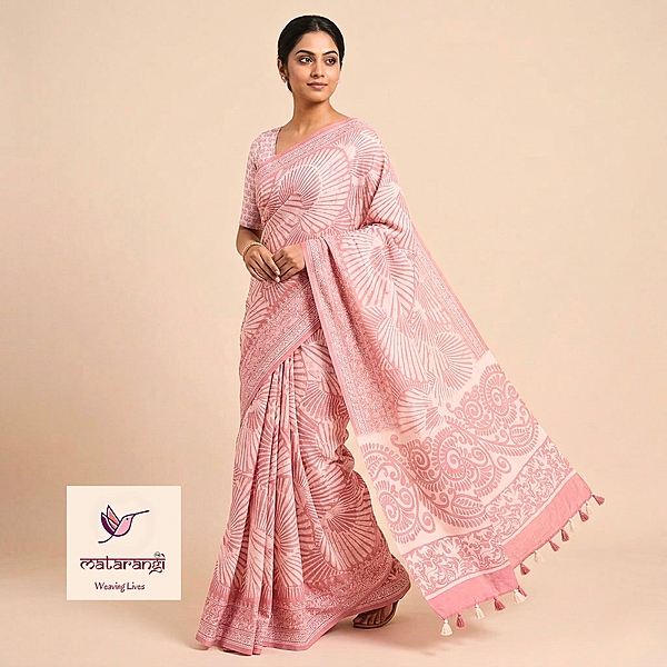 Matarangi Pink Linen Silk Saree
