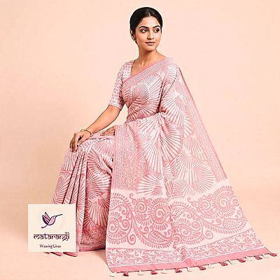 Matarangi Pink Linen Silk Saree