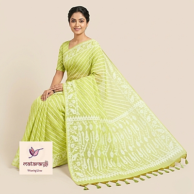 Matarangi Pastel Green Jamadani Lehariya Saree