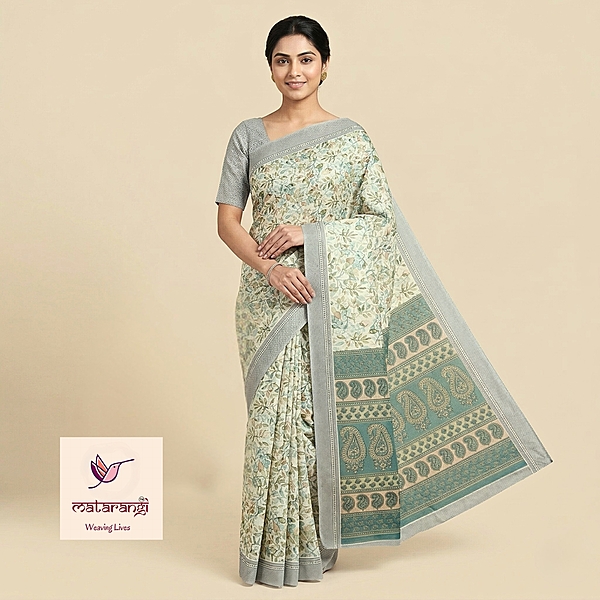 Matarangi Cream Fancy Saree