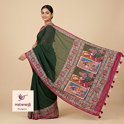 Matarangi Green Kashmiri Chanderi Saree