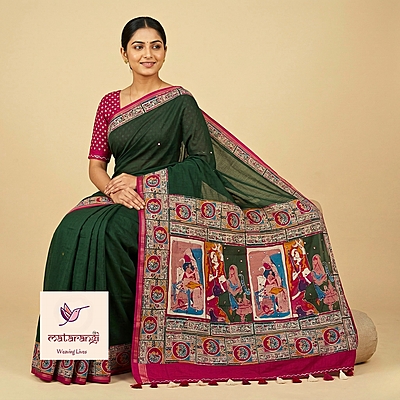 Matarangi Green Kashmiri Chanderi Saree