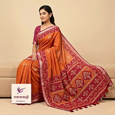 Matarangi Mustard Kashmiri Chanderi Saree