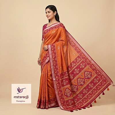 Matarangi Mustard Kashmiri Chanderi Saree