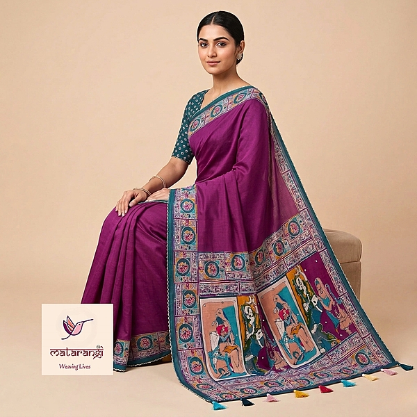 Matarangi Vine Kashmiri Chanderi Saree