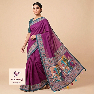 Matarangi Vine Kashmiri Chanderi Saree