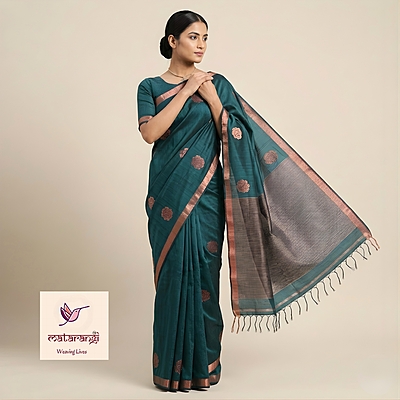 Matarangi Green Linen Jamdani Sarees
