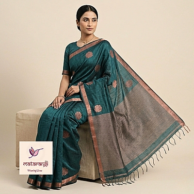 Matarangi Green Linen Jamdani Sarees