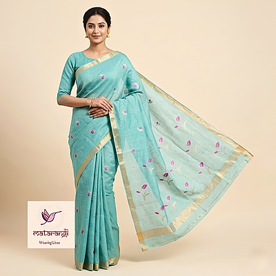 Matarangi Blue Tissue Linen Saree Matarangi Blue Tissue Linen Saree
