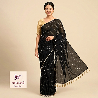 Black Kashmiri Silk Saree