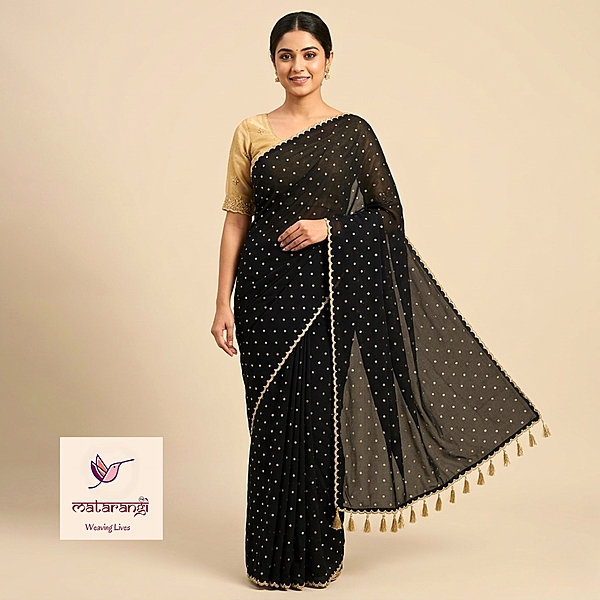 Black Kashmiri Silk Saree Black Kashmiri Silk Saree
