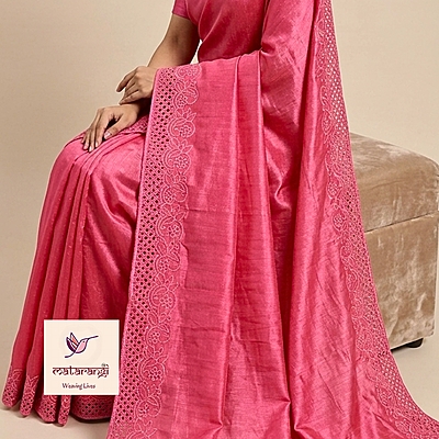 Vine Pure Tussar Cut work Saree Vine Pure Tussar Cut work Saree