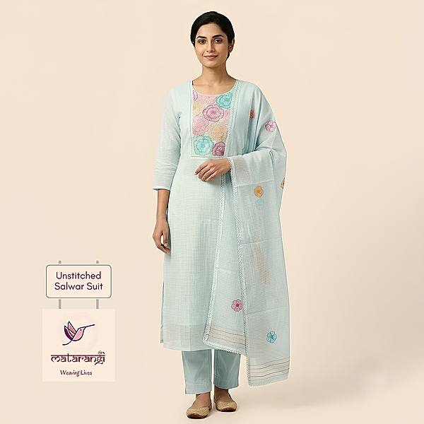 Matarangi Pastel Blue Kota Hand work Salwar Material Matarangi Pastel Blue Kota Hand work Salwar Material