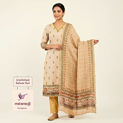 Matarangi Linen Dusty Brown Hand Work Salwar Material
