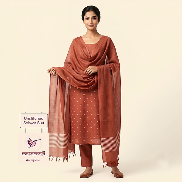 Matarangi Brick Brown Woven Tussar Salwar Material Matarangi Brick Brown Woven Tussar Salwar Material