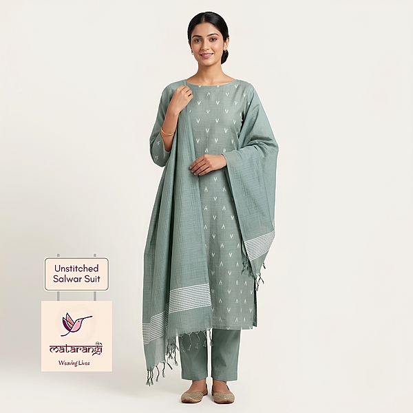 Matarangi Teal Blue Woven Tussar Salwar Material Matarangi Teal Blue Woven Tussar Salwar Material