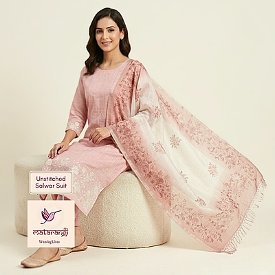 Matarangi Peach Silk Kota Applique work Salwar Material Matarangi Peach Silk Kota Applique work Salwar Material