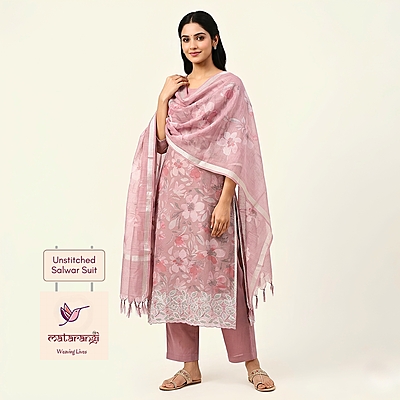 Matarangi Pink Linen Silk Salwar Material Matarangi Pink Linen Silk Salwar Material