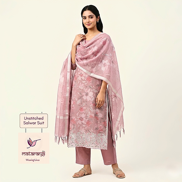 Matarangi Pink Linen Silk Salwar Material Matarangi Pink Linen Silk Salwar Material