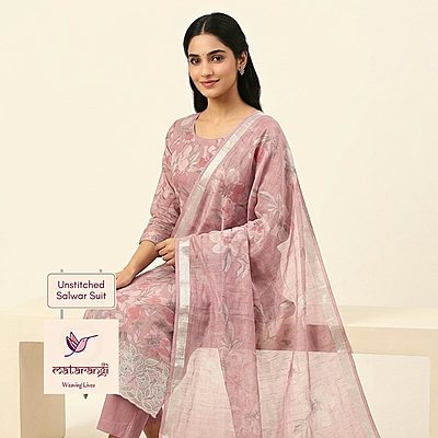 Matarangi Pink Linen Silk Salwar Material Matarangi Pink Linen Silk Salwar Material